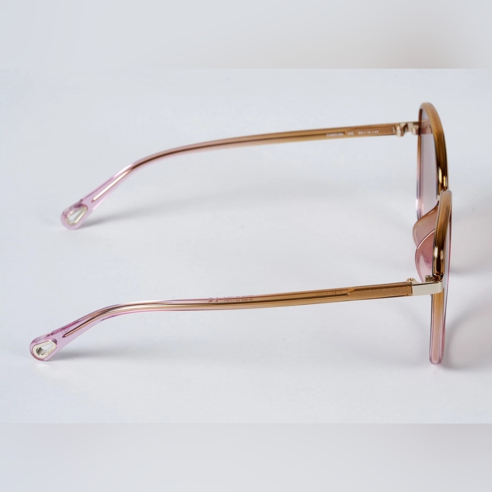 NEW CHLOE CH0031SA 002 59mm Pink Gold Oversized Sunglasses Italy - Picture 3 of 14